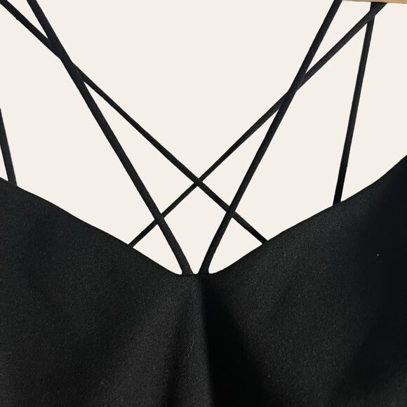 Misha Benecia Black Strappy Back Midi Cocktail Dress Size 10 - Picture 10 of 16